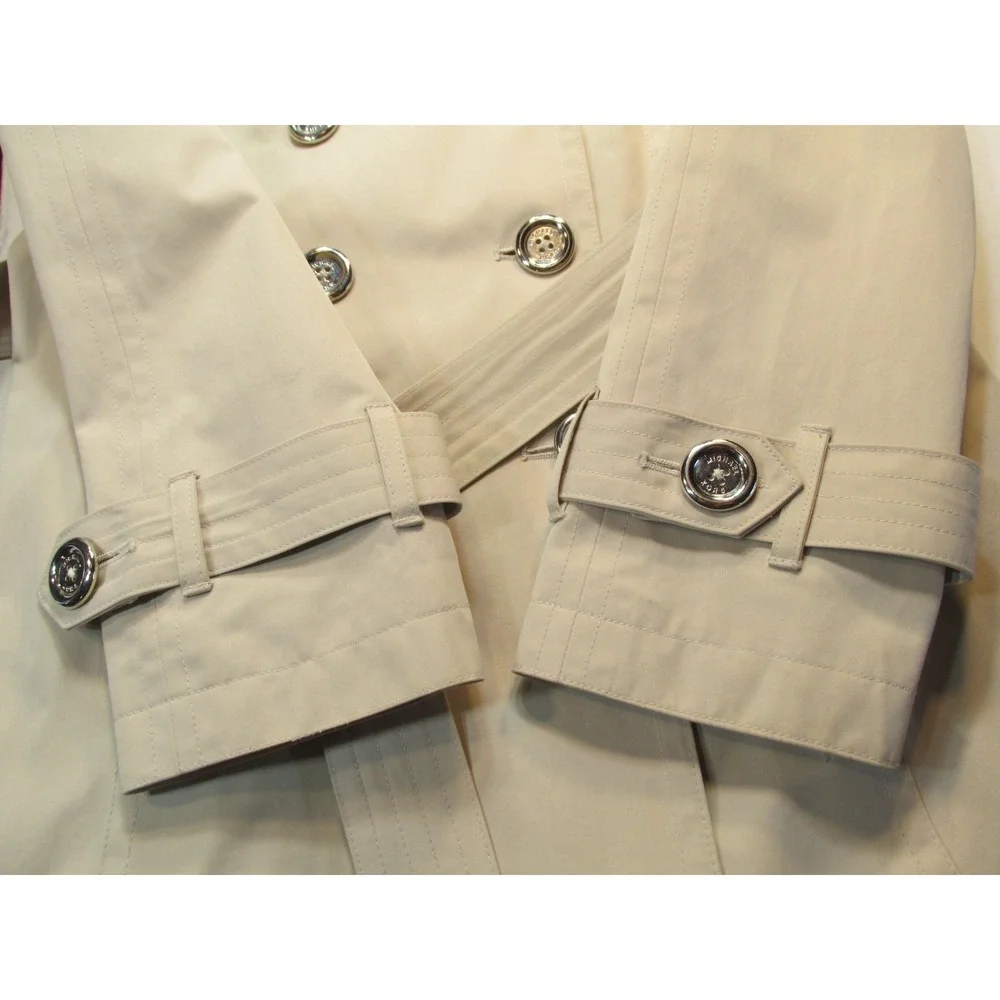 Michael Kors Double Breasted Belted Raincoat Beige Trench Coat Women Small